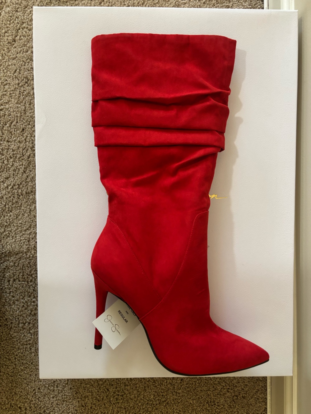 Jessica Simpson Red Slouch Stiletto Knee-High Boot - Picture 3 of 4
